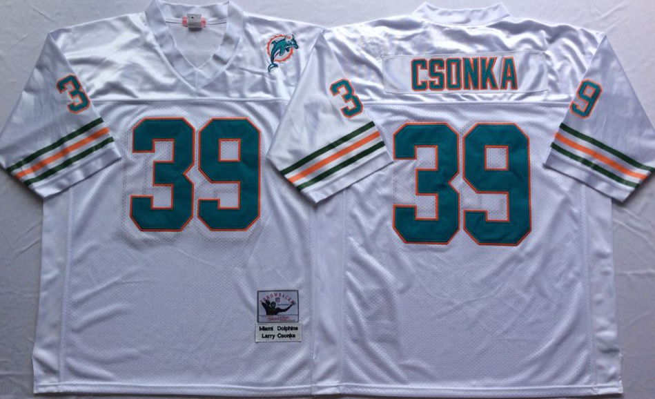 NCAA Men Miami Dolphins White #39 csonka
